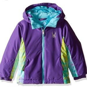 Spyder Bitsy Charm Ski Jacket girls Purple Multicolor Sz 6 snowboard coat